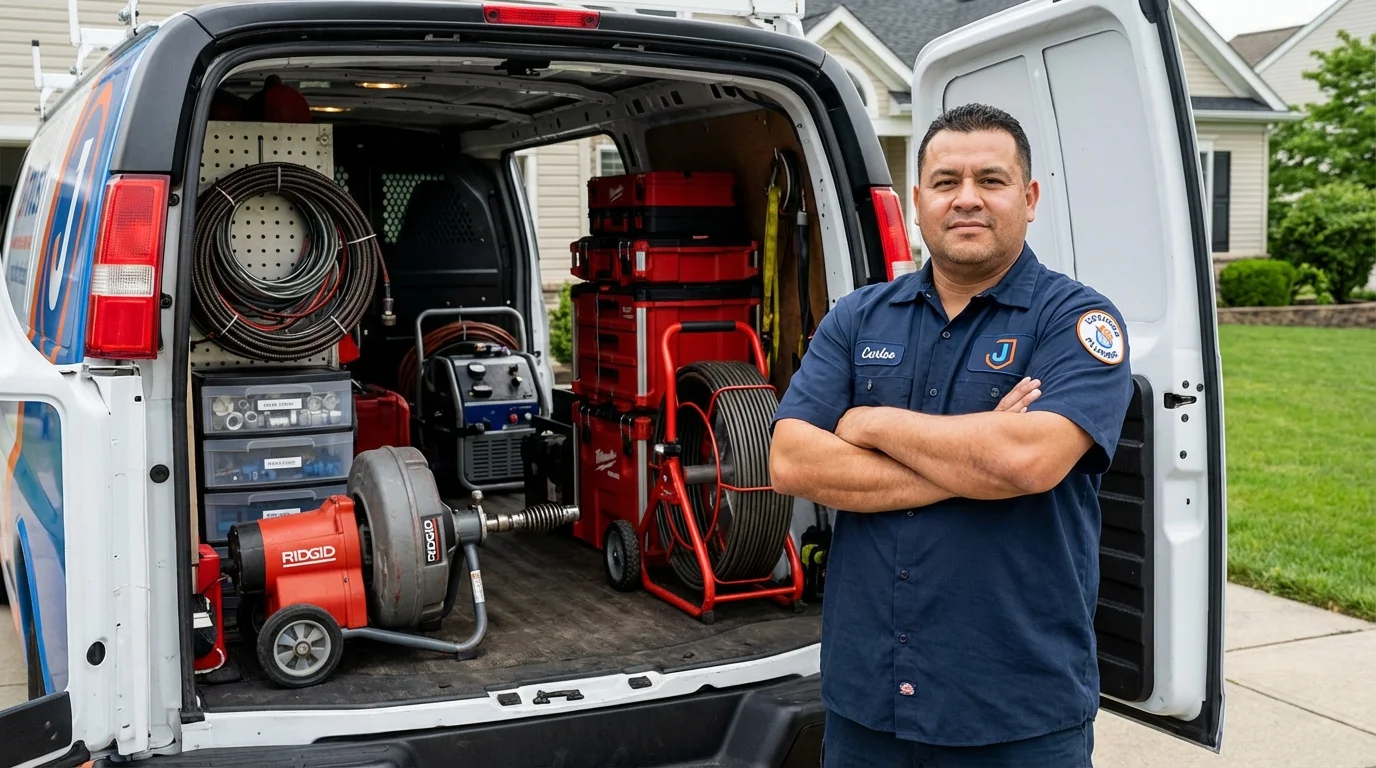 Professional drain cleaning equipment and Johns Plumbing LLC plumber in Houston